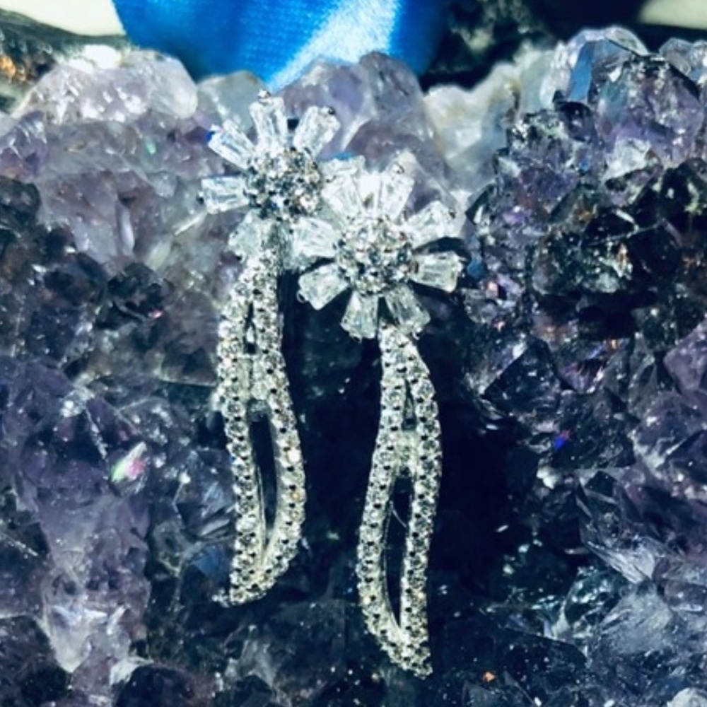Diamond Accent White Topaz Sterling Silver Earrings Lever Back Earrings